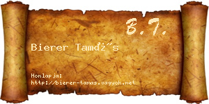 Bierer Tamás névjegykártya